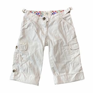 Mini Boden White Roll Cuff Capris